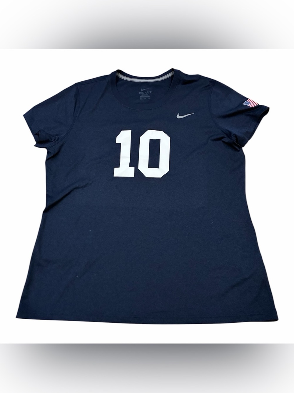 Nike Dri Fit Short Sleeve 10 T-Shirt USA Patriotic Navy Blue Women's XXL